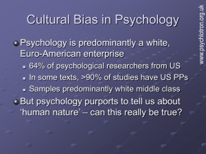 Cultural Bias in Psychology