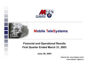 Q1 2003 Financial Results Management Presentation