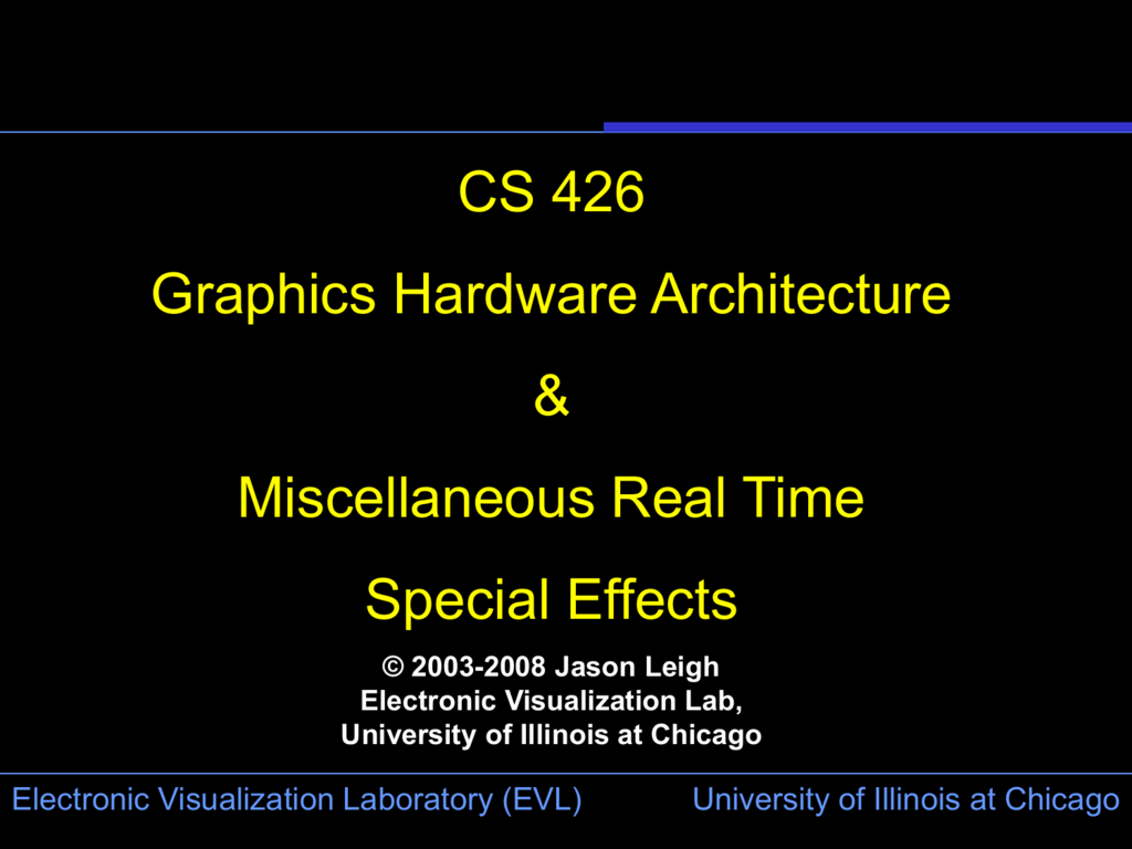 CS 426 Designing the Game © Jason Leigh Electronic Visualization