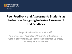 Peer feedback and students as partners in assessment