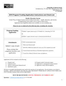 2016 Program Funding Application Instructions and Check-List