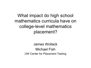 Wollack, J. A., & Fish, M. (2009, May). What impact do high school