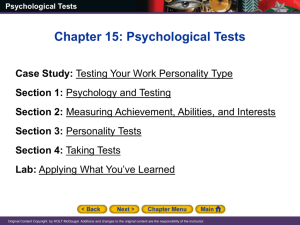 Chapter 15: Psychological Tests