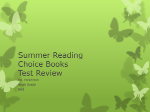 Summer Reading Choice Books Test Review