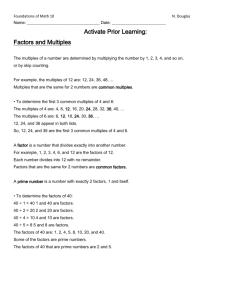 Activate Prior Learning: Factors and Multiples