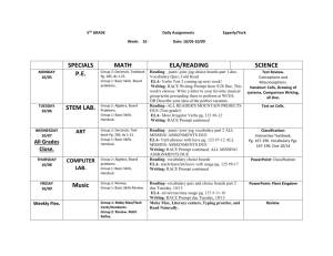 My schedules week 10a