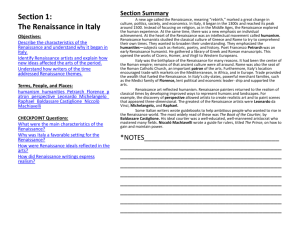 Section 1: The Renaissance in Italy