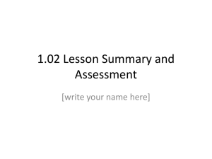 1.02 Lesson Summary and Assessment