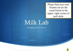 8/24-25 Milk Lab, Administrivia - Ms. Bloedorn's Class