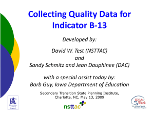 Collecting Quality Data for Indicator B-13