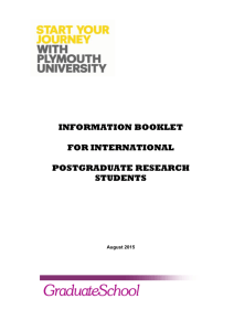 Welcome booklet for overseas postgraduate research