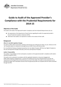 Guide to Audit of the Approved Provider's Compliance with the