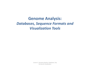 Genome Analysis: Databases, Sequence - Lectures For UG-5