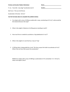 Friction and Gravity Problem Worksheet