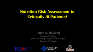 Nutrition Risk Assessment in Critically ill Patients