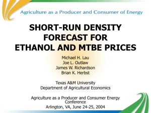 Forecasting Short-Fun Ethanol Prices Using an