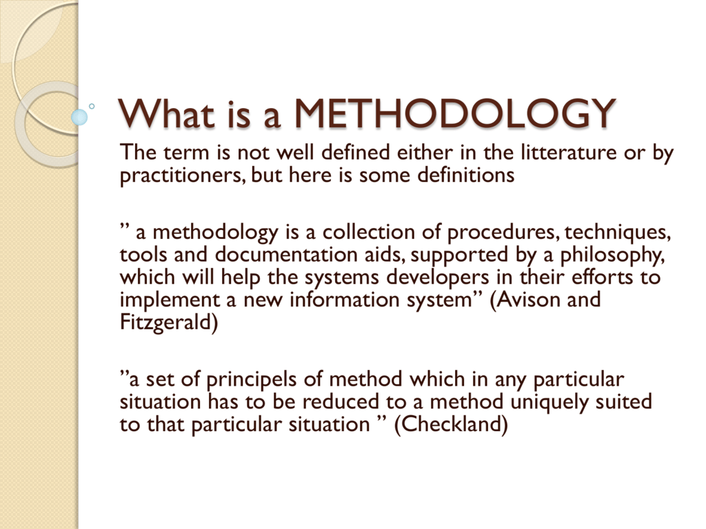 methodology definition medical