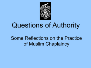 Some Reflections on the Practice of Muslim Chaplaincy