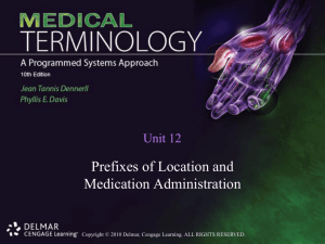 Unit 12 Prefixes of Location and Medication Administration