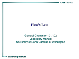 Hess' Law - University of North Carolina Wilmington