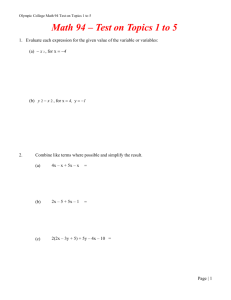 Math 94 - Test on Topics 1 to 5