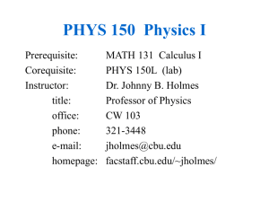 Introduction to PHYS 201 - FacStaff Home Page for CBU