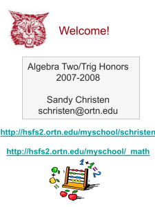 Assignments for the First Nine Weeks Algebra Two/Trig Honors