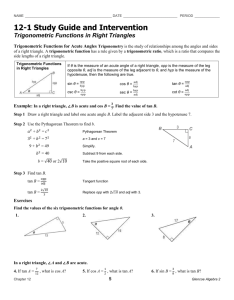 Trigonometric Functions in Right Triangles
