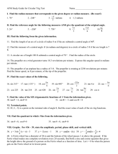 1866 exam math Keys 4 with PreCalculus Ch. Worksheet Review
