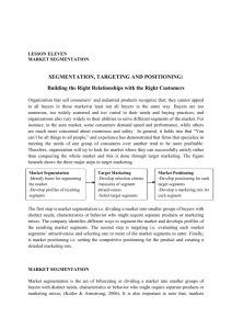 SEGMENTATION, TARGETING AND POSITIONING: Building the