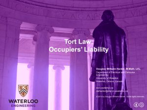 Tort Law: Occupiers' Liability - Electrical and Computer Engineering