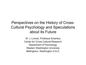 Perspectives on the History of Cross-Cultural Psychology