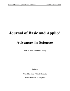 Volume 4, No.1 (2016) – January - Journal of Basic and Applied