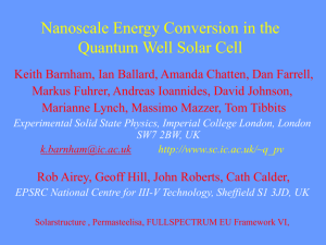 Quantum Well Solar Cells - Quantum Electronics Group