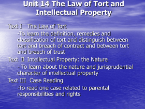 Unit 14 The Law of Tort and Intellectual Property