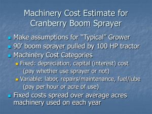 Machinery Cost Estimate for Cranberry Boom Sprayer