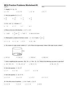 MCA Practice Problems Worksheet 3 and 4