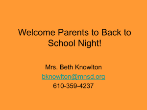 Welcome Parents to Back to School Night!