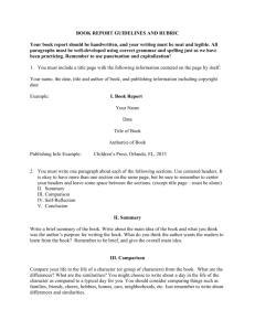 BOOK REPORT GUIDELINES AND RUBRIC