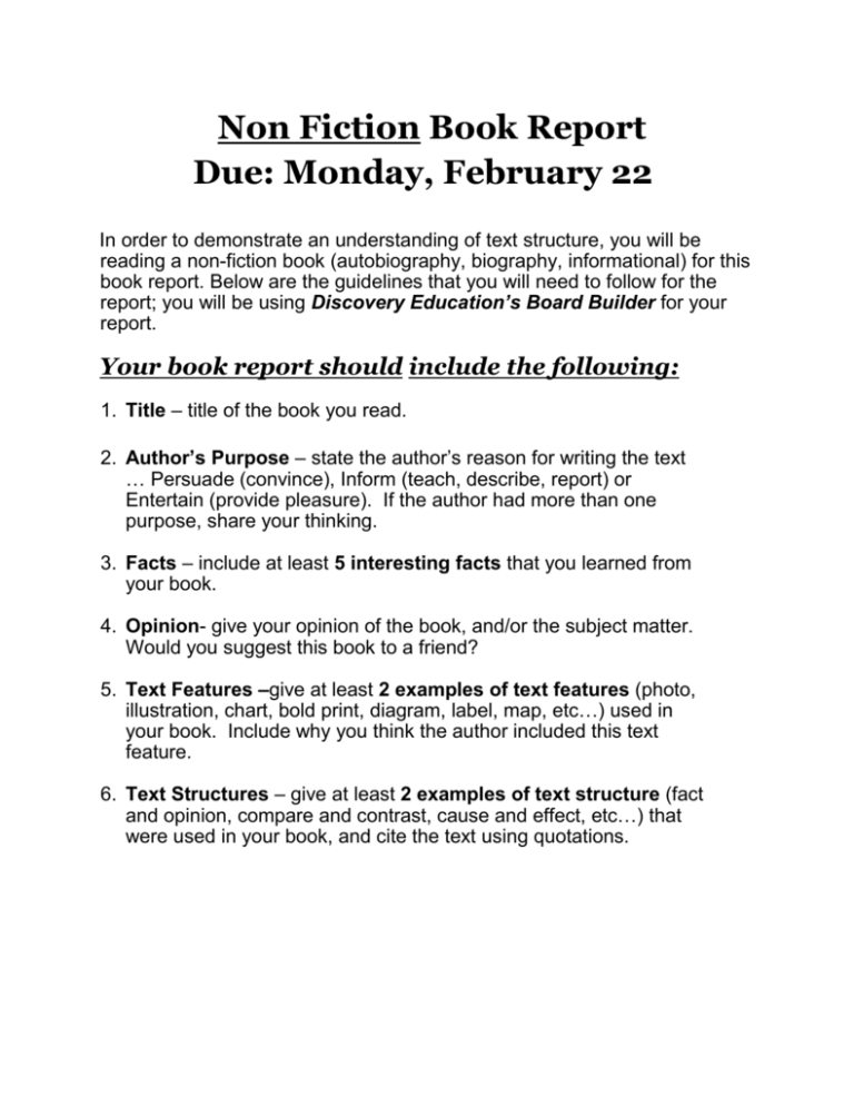 Book Report Guide American Academy