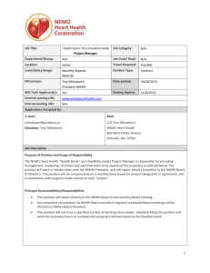 NMHH PM Job Description - NEMO Heart Health Corporation