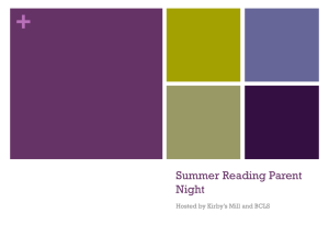 Summer Reading Parent Night - Medford Township Public Schools