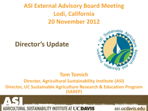 2012 11 20 ASI directors update - Agricultural Sustainability Institute