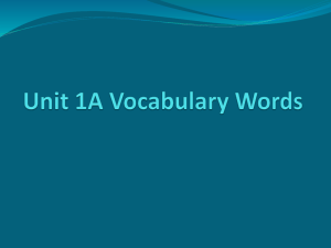 Unit 1A Vocabulary Words 1. Apparel