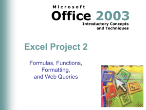 MS Excel Project 2 - WELCOME to the future website of