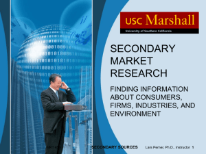 Secondary Research Tools and Methods - MKT 450-