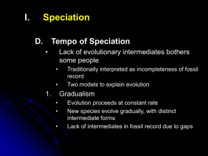 Speciation Tempo of Speciation - University of San Diego Home