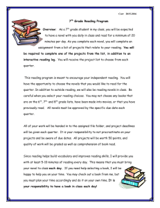 Carr 2015-2016 7th Grade Reading Program Overview: As a 7th