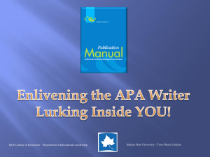 APA Writing Workshop PPT - Indiana State University