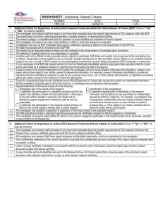 HRP-318 WORKSHEET: Additional Federal Agency Criteria